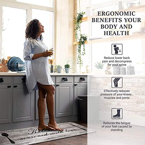 Pauwer Anti Fatigue Kitchen Mat Set Premium Non-Slip Standing Desk Kitchen Rugs
