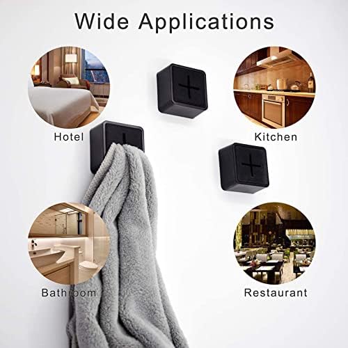 Wuden Towel Holder - 12 Pack Black Self Adhesive Kitchen Towel Hanger