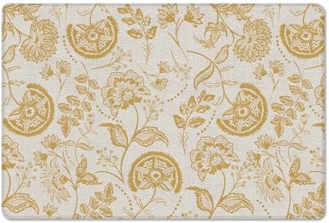 Orange Yellow Paisley Kitchen Mat