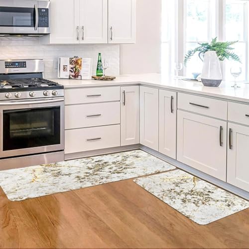 Double-Sided Marble Kitchen Mat Set Anti-Fatigue Durable