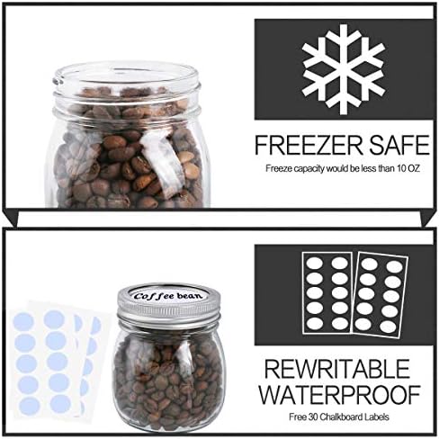 KAMOTA Premium 24-Piece Mason Glass Jars 10 oz Silver lids BPA-Free
