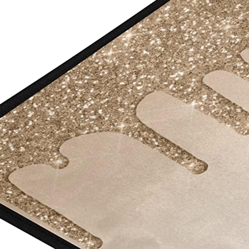 Aslsiy Dripping Brown Glitter Kitchen Rug 39x20