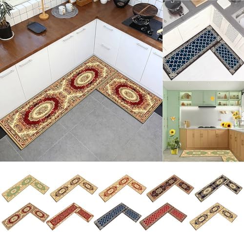 Stylish Kitchen Rugs and Mats Set Non-Slip Washable Soft Functional