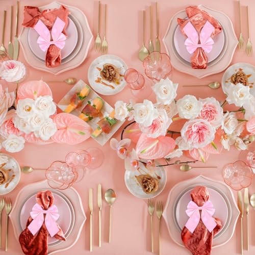 Napkin Ring Set of 12 Pink Bowknot Design