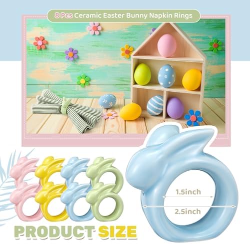 Easter bunny napkins rings 8-set for cloth napkins