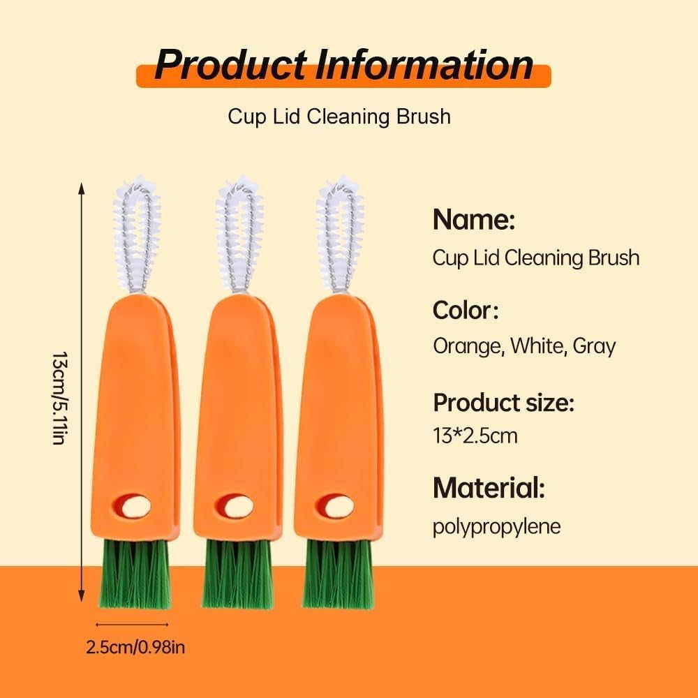 3-in-1 Cup Lid Gap Cleaning Brush for Baby Bottles Sports Cups More