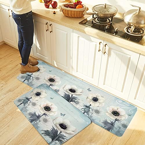Carosoffe Spring Floral Kitchen Rugs Soft Non-Slip Absorbent