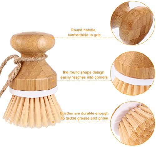 Bamboo Scrub brush set 3 withHolder Durable Kitchen tools