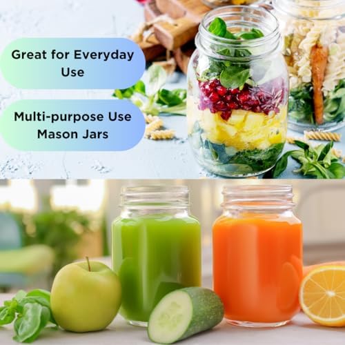JOJAN Premium Wide Mouth Glass Jars with Airtight Lids - 8oz Pack of 12