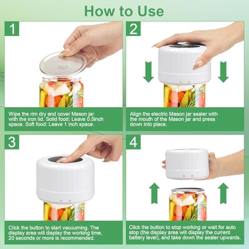 SelePow VP06 Mason Jar Vacuum Sealer Electric Cordless Handheld