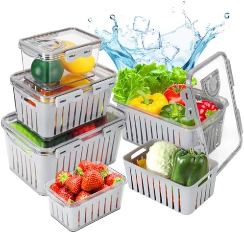 Fruit Containers 3-Piece Set with Colander for Fridge