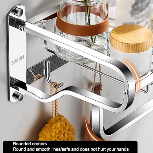 Towel Shelf Holder with Hooks for Bathroom Lavatory