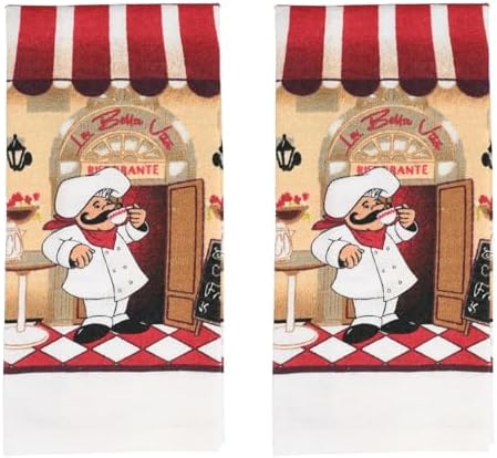 A1U Chef-Themed Kitchen Towels Set of 2 1