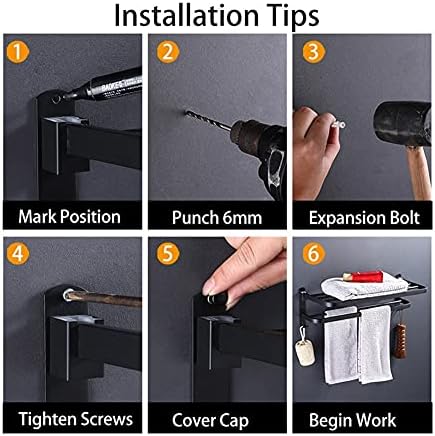 Black Storage Towel Rack for Bathroom Kitchen