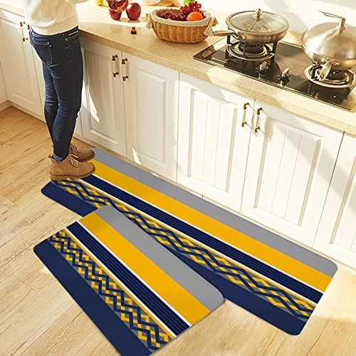 Cozy Kitchen Rugs 2-Piece Set with Geometric Patterns Non-Slip Absorbent