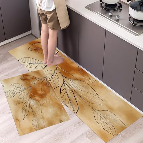 2-Piece Kitchen Rugs Set for Kitchen Office Use