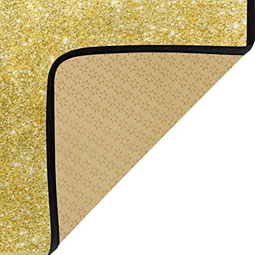 Gold Glitter Kitchen Rugs - Boccsty Anti-Fatigue Mat for Bathroom and Kitchen