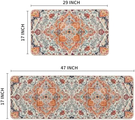 Artoid Mode Bohemian Orange Kitchen Mats 17x29 17x47