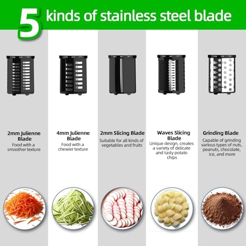 Electric Cheese Grater Salad Maker with 5-in-1 Blades