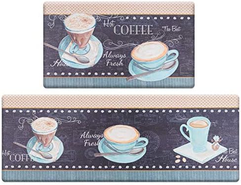 Cozy Coffee Theme Kitchen Rugs - Smooth Durable for Home