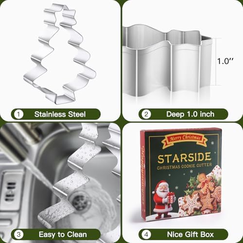 STARSIDE 4-inch Christmas Cookie Cutters 6-Piece Set