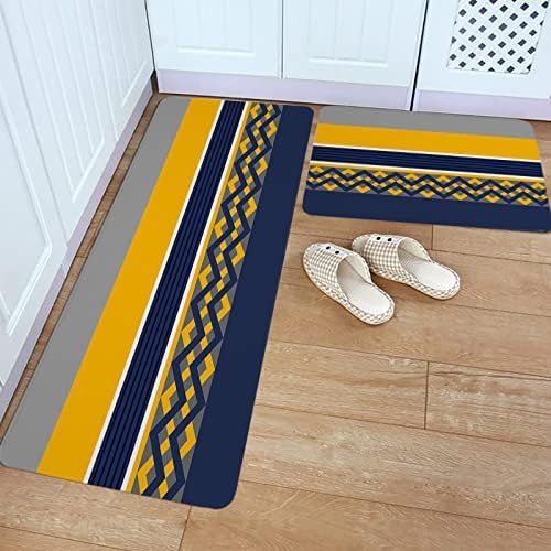 Cozy Kitchen Rugs 2-Piece Set with Geometric Patterns Non-Slip Absorbent
