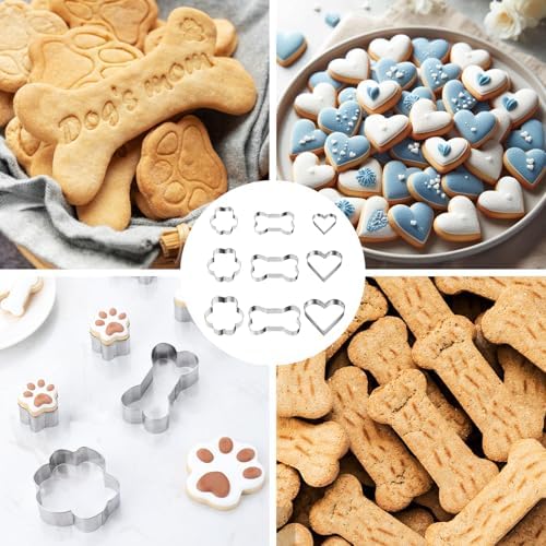 9PCS Dog Bone Cookie Cutter Set for Treats and Baking
