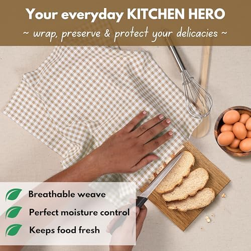 Native Fab Beige Gingham Kitchen Dish Towels 4-Pack