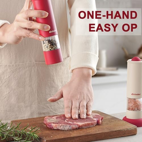 Electric Salt and Pepper Grinder Set USB Rechargeable Adj Coarseness Cute Kitchen Gadgets
