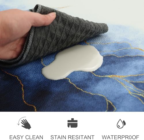 MAYHMYO Anti Fatigue Kitchen Mat Set of 2 Blue and Gold Design