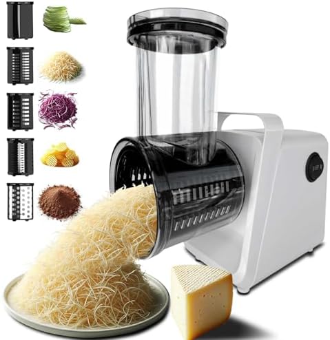 Electric Cheese Grater Salad Maker with 5-in-1 Blades