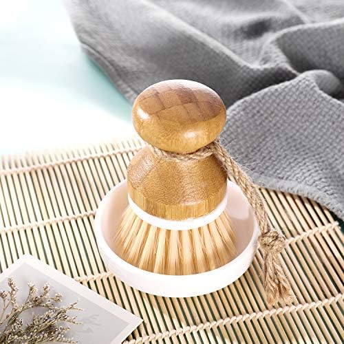 Bamboo Scrub brush set 3 withHolder Durable Kitchen tools