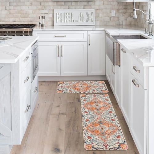 Artoid Mode Bohemian Orange Kitchen Mats 17x29 17x47