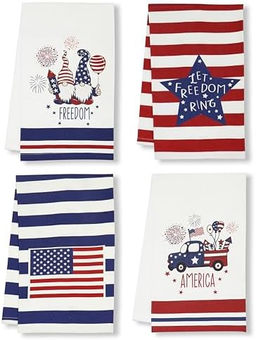 PurpleEssences - 4th of July 100 Cotton Kitchen Towels Set of 4