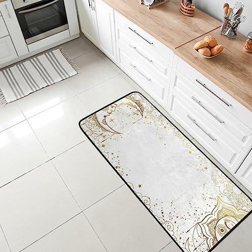 Hapuxt Long Kitchen Rugs Magic Sun Face Area Rug 39x20 Inch