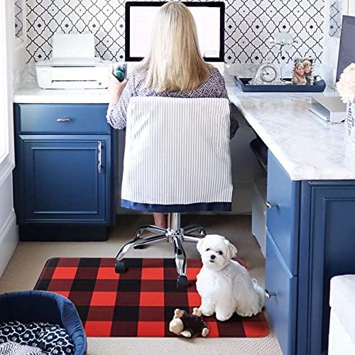 Double-Sided Anti-Fatigue Kitchen Rugs with Buffalo Plaid Design
