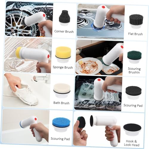 Chargeable Scrubber Kitchen Bathroom Cleaner - Replaceable Brush Heads PORTABLE Design