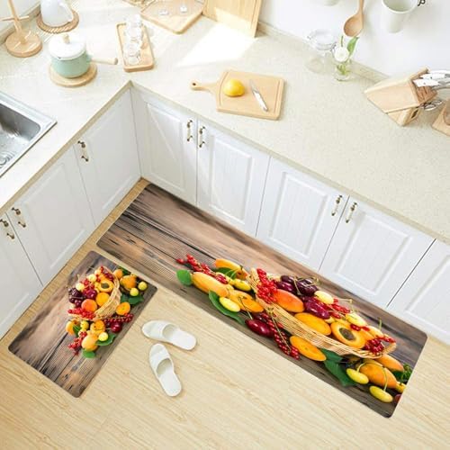 Fullentiart Kitchen Rugs and Mats 2 Pieces Non-Slip Washable
