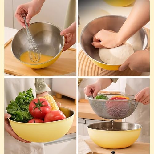 Stainless Steel Mixing Bowls Colander Set for Kitchen Use
