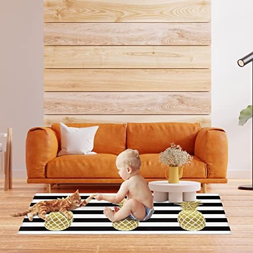 Vibrant Kitchen Rug Set - Yellow Pineapple Geometric Design