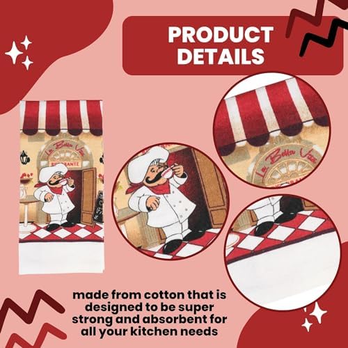 A1U Chef-Themed Kitchen Towels Set of 2 1