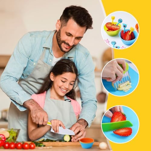 Kids Kitchen Knife Set with Gloves and Cutting Board