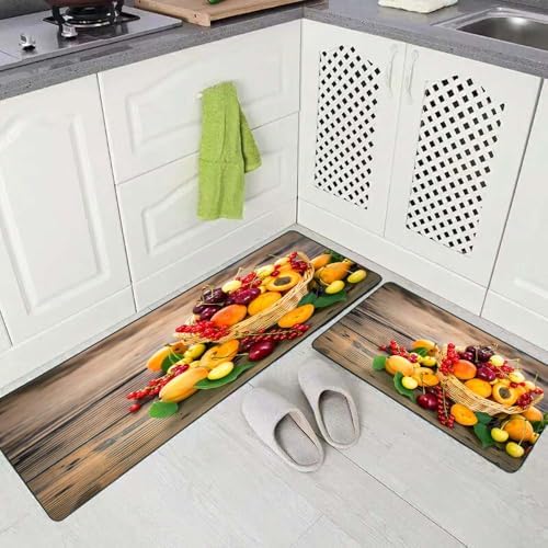 Fullentiart Kitchen Rugs and Mats 2 Pieces Non-Slip Washable