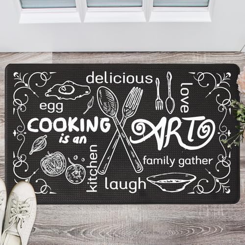 Anibedding Anti Fatigue Kitchen Mats Set of 2 Black