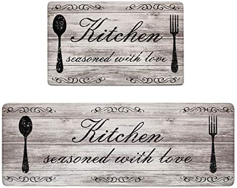 Pauwer Anti Fatigue Kitchen Mat Set Premium Non-Slip Standing Desk Kitchen Rugs