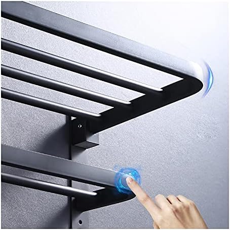 Black Storage Towel Rack for Bathroom Kitchen