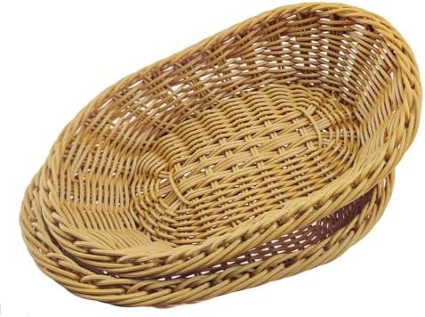 ANRUIDE 2 Pack Woven Bread Baskets Imitation Rattan