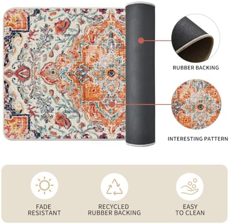Artoid Mode Bohemian Orange Kitchen Mats 17x29 17x47