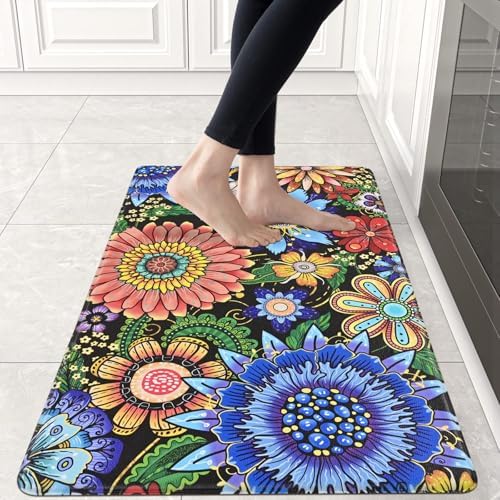 Likiyol Boho Elegant Floral Kitchen Rugs
