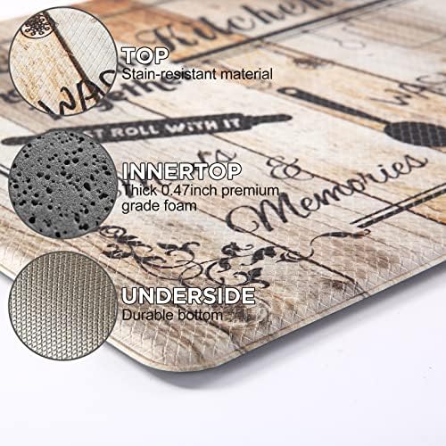 2-Piece Farmhouse Kitchen Rugs Anti-Fatigue Mat Set